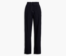 Plissierte Hose mit weitem Bein aus Baumwoll-Twill