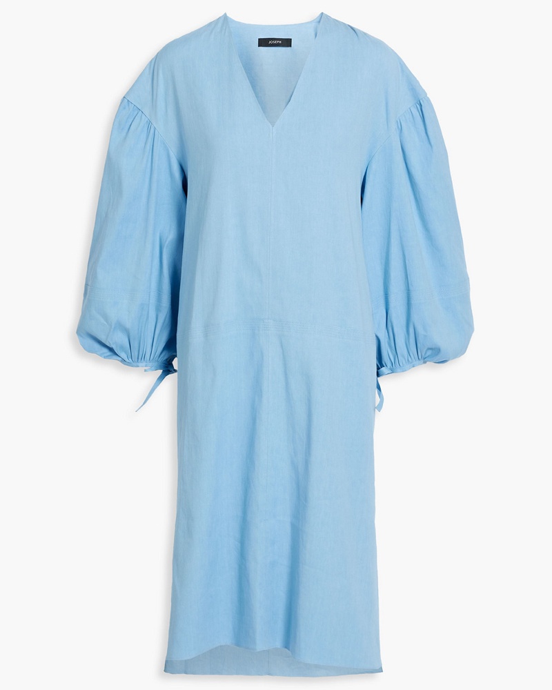 Joseph Damen Gerafftes Midikleid aus einer Leinen-Baumwollmischung