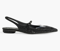 Raquel flache Slingback-Schuhe mit spitzer Kappe aus Satin mit Verzierung