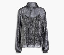 Bluse aus Chiffon aus einer Seiden-Lurex®-Mischung mit Metallic-Effekt