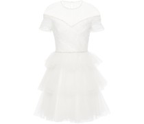 Anise gestuftes Minikleid aus plissiertem Tüll mit Glitter-Finish