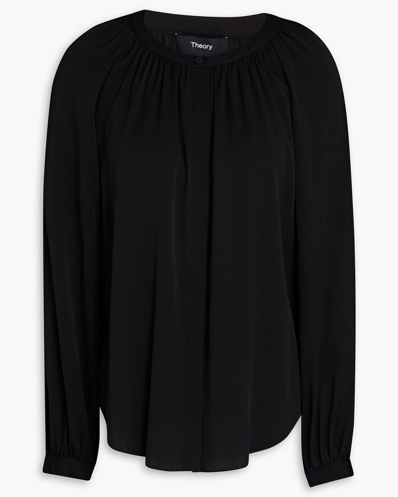 Theory Damen Romantic Bluse aus Satin aus einer Seidenmischung mit Raffung