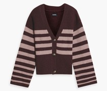 Gerippter Cardigan aus Kaschmir mit Streifen M