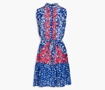 Tilly gerafftes Minikleid aus Crêpe de Chine aus Seide mit Print