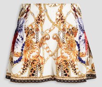 Bedruckte Shorts aus Crêpe de Chine aus Seide mit Verzierung und Raffung