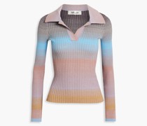 Desreen Pullover aus einer gerippten Baumwollmischung mit Farbverlauf und Polokragen