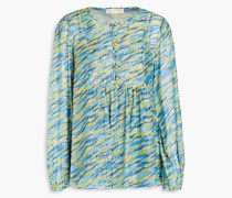 Metallic printed silk-blend jacquard blouse