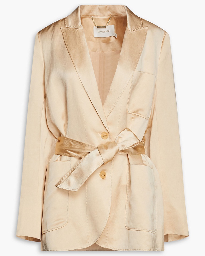 Zimmermann Damen Blazer aus Schantung mit Gürtel