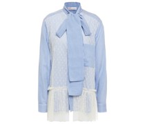 REDValentinoGestreiftes Hemd aus Point d'Esprit und Popeline aus einer Baumwoll-Seidenmischung mit Schluppe