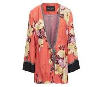 Jacke aus Glänzendem Jacquard mit Floralem Print