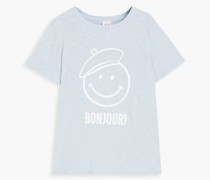 Bedrucktes T-Shirt aus Baumwoll-Jersey mit Flammgarneffekt