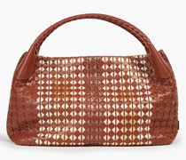 Tote Bag aus Leder mit „Mosaico“-Technik und Print