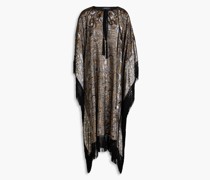Midikleid aus Jacquard aus einer Wollmischung mit -Effekt und Fransen