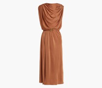 Ora drapiertes Midikleid aus glänzendem Jersey mit Gürtel