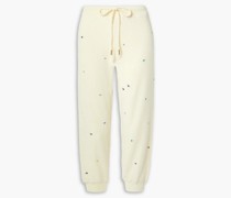 Sherpa Cropped Track Pants aus Fleece aus einer Baumwollmischung mit Stickereien