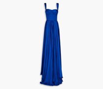 Robe aus Satin aus einer Seidenmischung mit Raffung