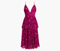 Gestuftes Midikleid aus Crêpe de Chine mit Falten