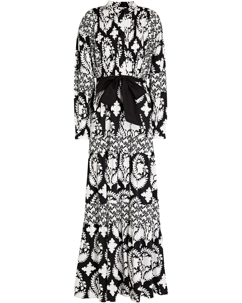 Diane von Furstenberg Damen Tessa Maxikleid aus Stretch-Baumwolle mit floralem Print und Gürtel