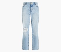 Hoch sitzende Jeans mit geradem Bein inDistressed-Optik