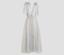 Beflockte Robe aus Tüll mit Polka-Dots und Schleife