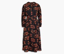 Ofelia Hemdkleid inMidilänge aus Baumwolle mit Stickereien und Falten