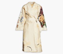 Kimono aus Taft mit floralem Print und Gürtel