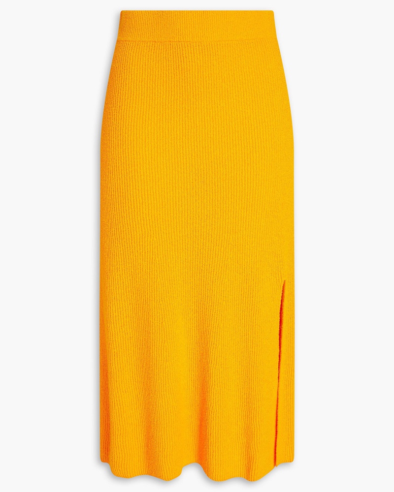 Rag & Bone Damen Soleil gerippter Midirock aus Bouclé-Strick aus einer Baumwollmischung