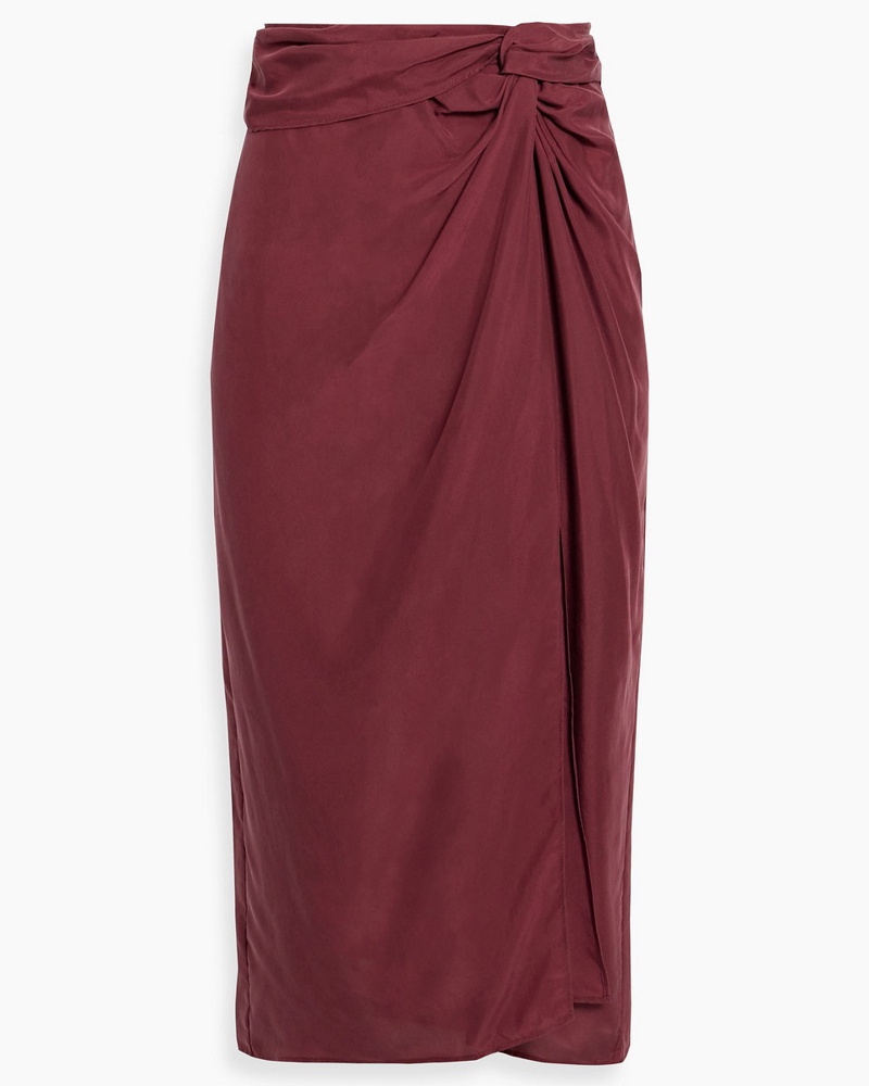 Rag & Bone Damen Amber Midirock aus Crêpe de Chine aus Seide mit Twist-Detail an der Vorderseite