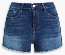Jeansshorts inausgewaschener Optik mit Fransen 24