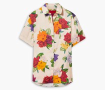 Banker Hemd aus glänzendem Twill mit floralem Print