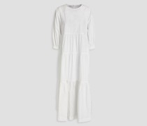 Gerafftes Midikleid aus Popeline aus einer Baumwollmischung