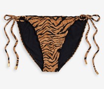 Tief sitzendes Bikini-Höschen mit Tigerprint und Rüschenbesatz