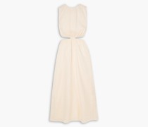 Las Flores gerafftes Maxikleid aus Leinen mit Cut-outs