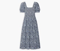 The Savanna Midikleid aus Baumwolle mit floralem Print und Raffung