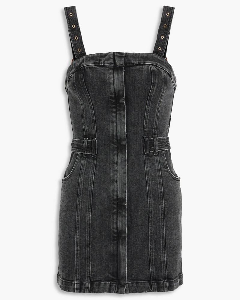 Retrofête Damen Izzy Minikeid aus Denim inausgewaschener Optik mit Schnaendetai