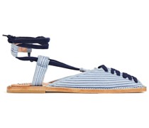 Slippers aus gestepptem Canvas mit Schnürung