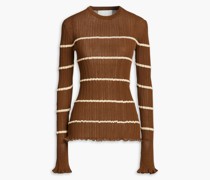 Gerippter Pullover aus einer Baumwollmischung mit Streifen M