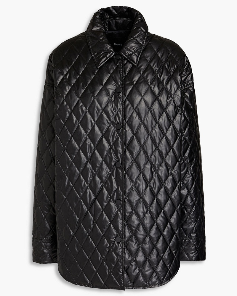 Theory Damen Jacke aus gestepptem Kunstleder