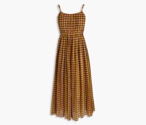 Slip Dress inMidilänge aus einer Baumwoll-Seidenmischung mit Gingham-Karo
