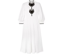 Midikleid aus Crêpe mit Satin-Applikationen