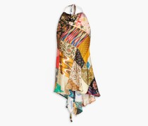 Neckholder-Oberteil aus Satin inPatchwork-Optik