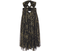 Junon metallic fil coupé silk-blend chiffon halterneck mini dress 0