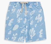 Bedruckte Shorts aus Denim mit Tunnezug