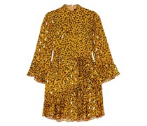 Venyx Marisa Minikleid aus Chiffon aus einer Seidenmischung mit Fil Coupé und Leopardenprint