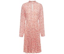 Kleid aus plissiertem Crêpe mit floralem Print und Cut-outs