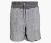 Jersey-trimmed cotton-blend poplin shorts