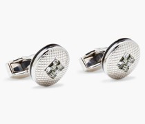 Rhodinierte Manschettenknöpfe mit Swarovski-Kristall und Emaille