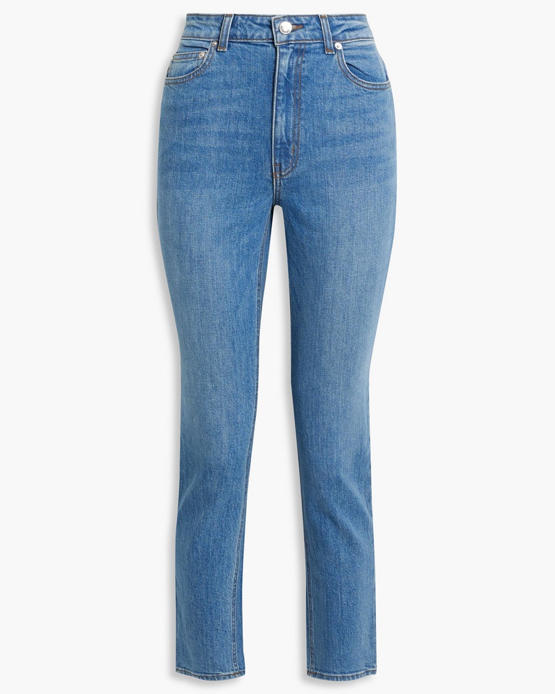 Derek Lam Damen Halbhohe Cropped Jeans mit geradem Bein 24
