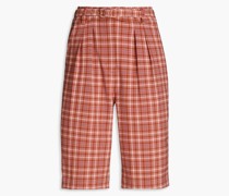 Karierte Shorts aus Jacquard mit Gürtel 00