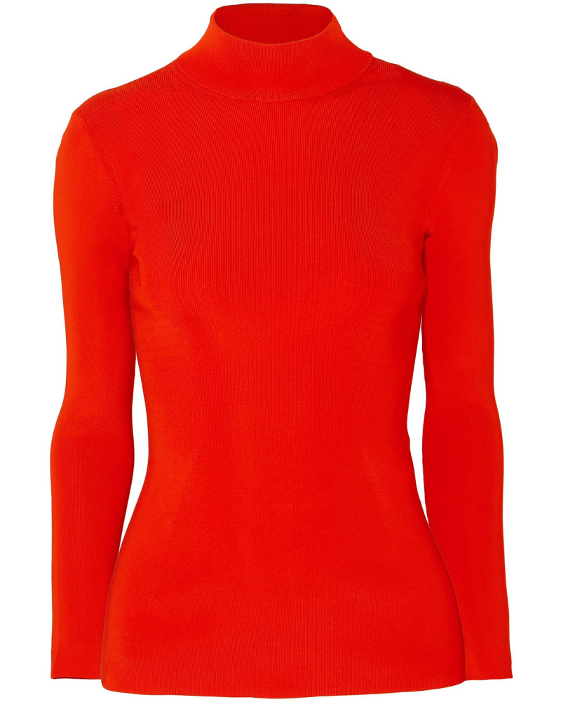 Victoria Beckham Damen Rollkragenoberteil aus Stretch-Strick mit Rückenausschnitt